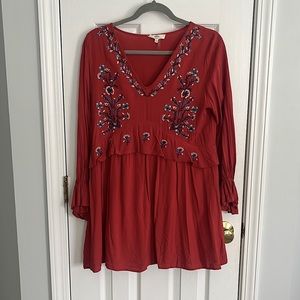 Red mini flowy dress